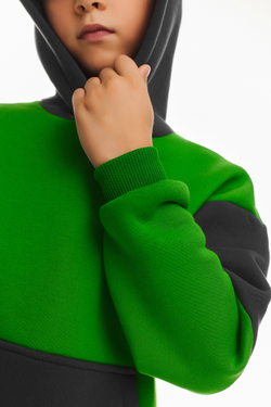 Дитячий спортивний утеплений костюм Kindamor Active Heat Grey/Green, фліс для хлопчика
