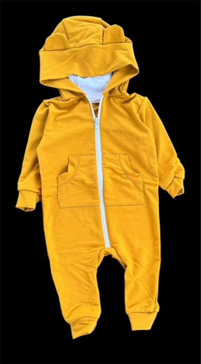 Дитячий комбінезон-ромпер з капюшоном «Ведмежа», двонитка