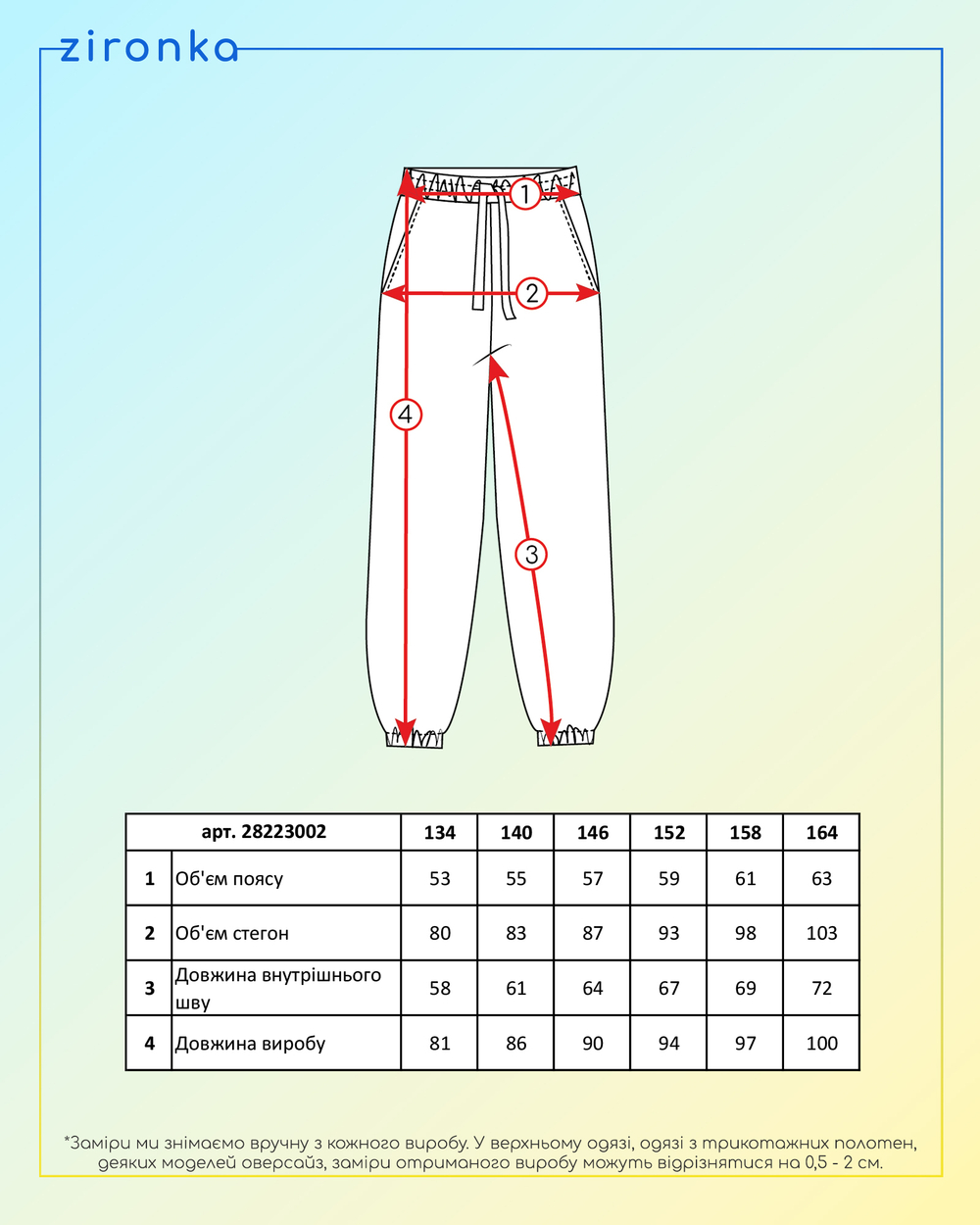 Брюки джогери блакитні для дівчинки (арт. 2822300207)