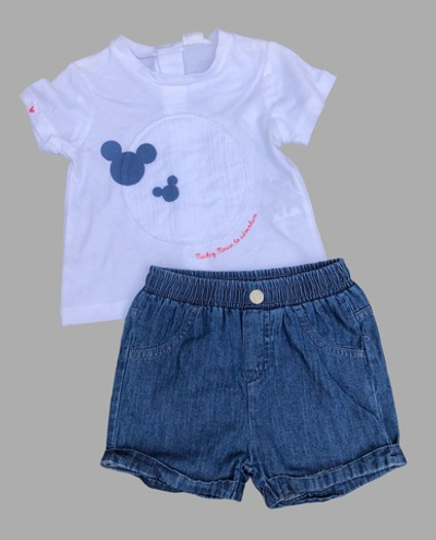 Костюм 2в1: футболка, шорти "Міккі", бавовна, денім ТМ "OVS"(62 см)