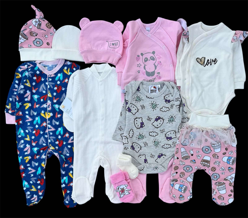 Гарний набір одягу для новонародженої дівчинки, якісний одяг для немовлят, осінь-зима, зріст 62 см, бавовна