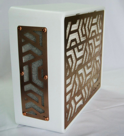 Витяжка для манікюру настільна Ulka Pemium з фільтром, колір білий (сітка рожеве золото)