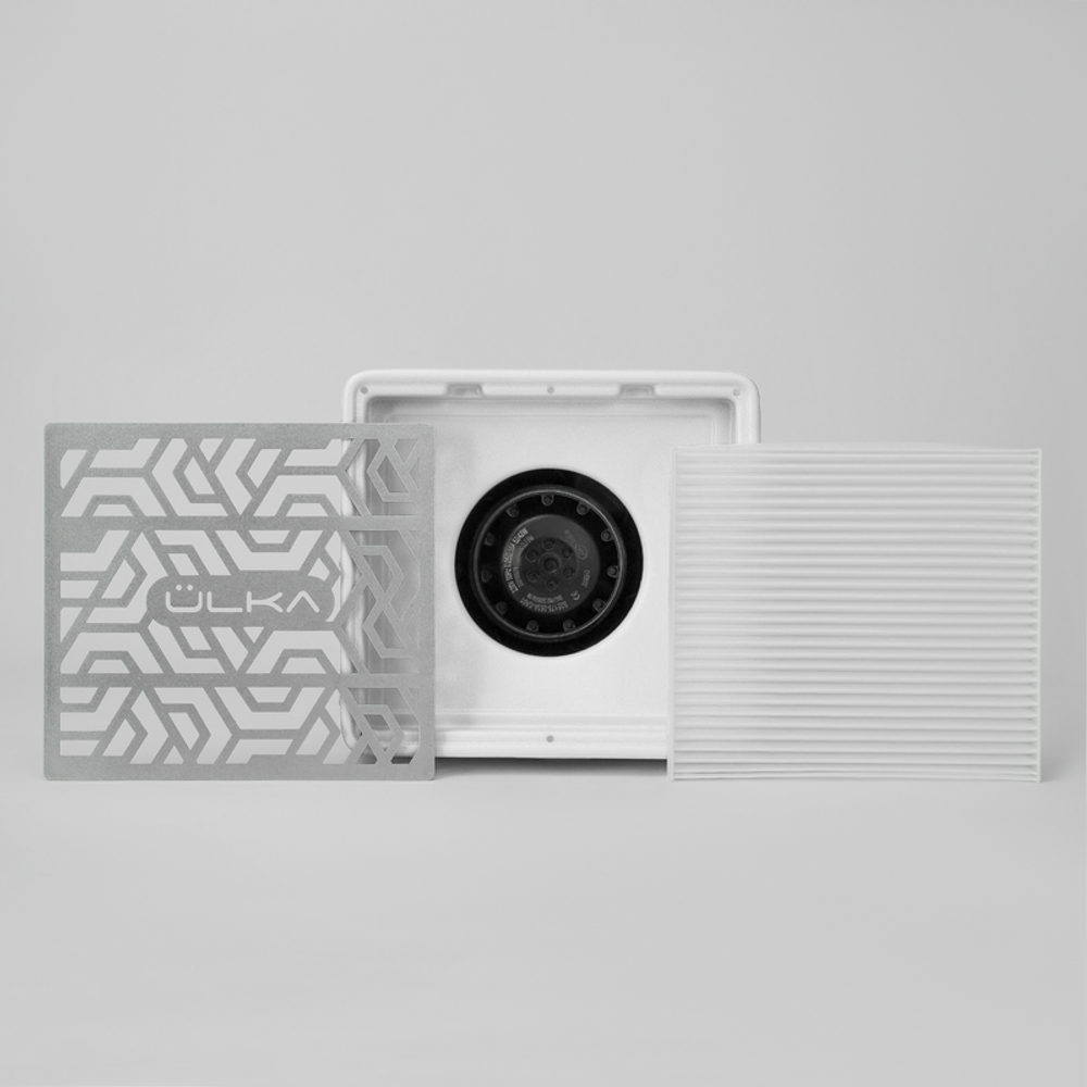 Вытяжка для маникюра настольная Ulka Pemium с фильтром, цвет белый (сетка металлик)