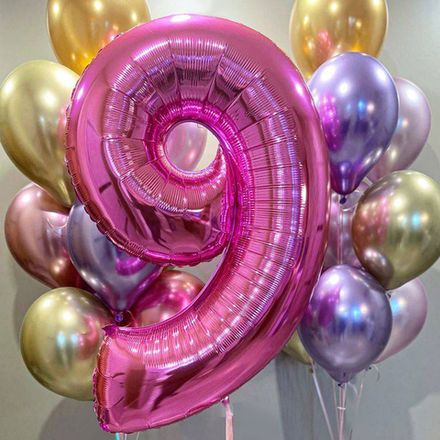Гелиевые шарики для девочки с малиновой цифрой