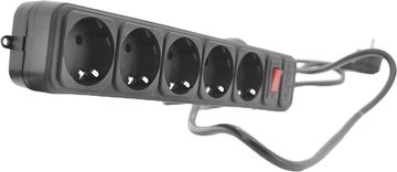 Мережевий подовжувач Merlion B5100, 220 В 10 А 5 розеток 10 м, переріз 3х0.75 мм Q20 Чорний (2000000030029)