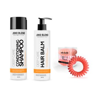Безсульфатний шампунь-кондиціонер + Бальзам для всіх типів волосся Deep Care + Набір резинок Power Bobble Light Pink Mix В ПОДАРУНОК!