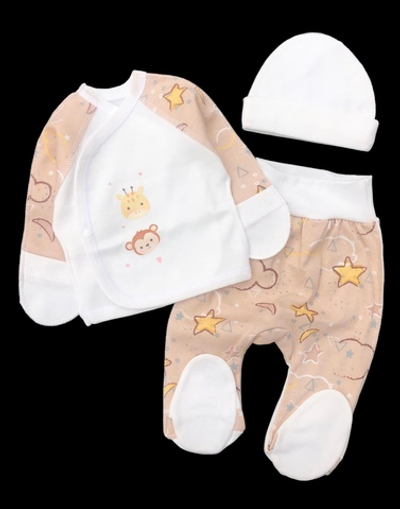 Комплект 3в1: льоля, повзунки, шапочка "Принт", інтерлок ТМ “Happy ToT” (56 см)