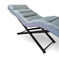 Анатомическая кушетка Tertio Black с поперечной прошивкой и подголовником для лашмейкеров и бровистов