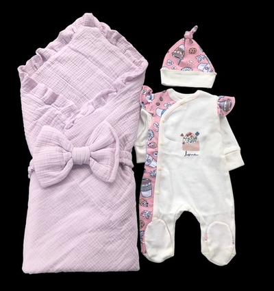 Набір на виписку з пологового та для повсякденного користування для дівчинки (56 розмір)