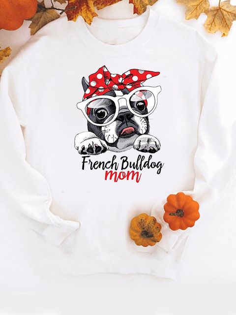 Світшот жіночий білий French Bulldog mom ZuZu