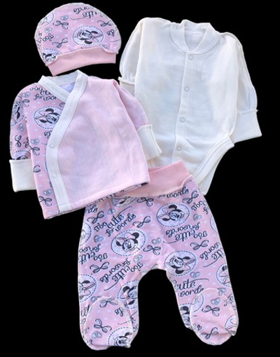 Комплект 4в1: боді з довгим рукавом,льоля, повзунки, шапочка «Принт», футер ТМ "P4"
