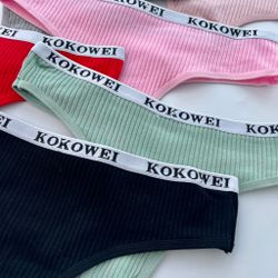 Трусики в рубчик  з написом на резинці