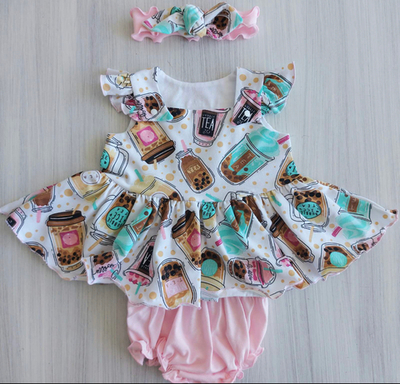 Костюм 3в1: сарафан, блумери, пов'язка "Принт", кулір ТМ "Happy ТоТ"