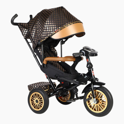 Дитячий триколісний велосипед Best Trike Perfetto 8066 надувні колеса, музична панель + USB, з батьківською ручкою