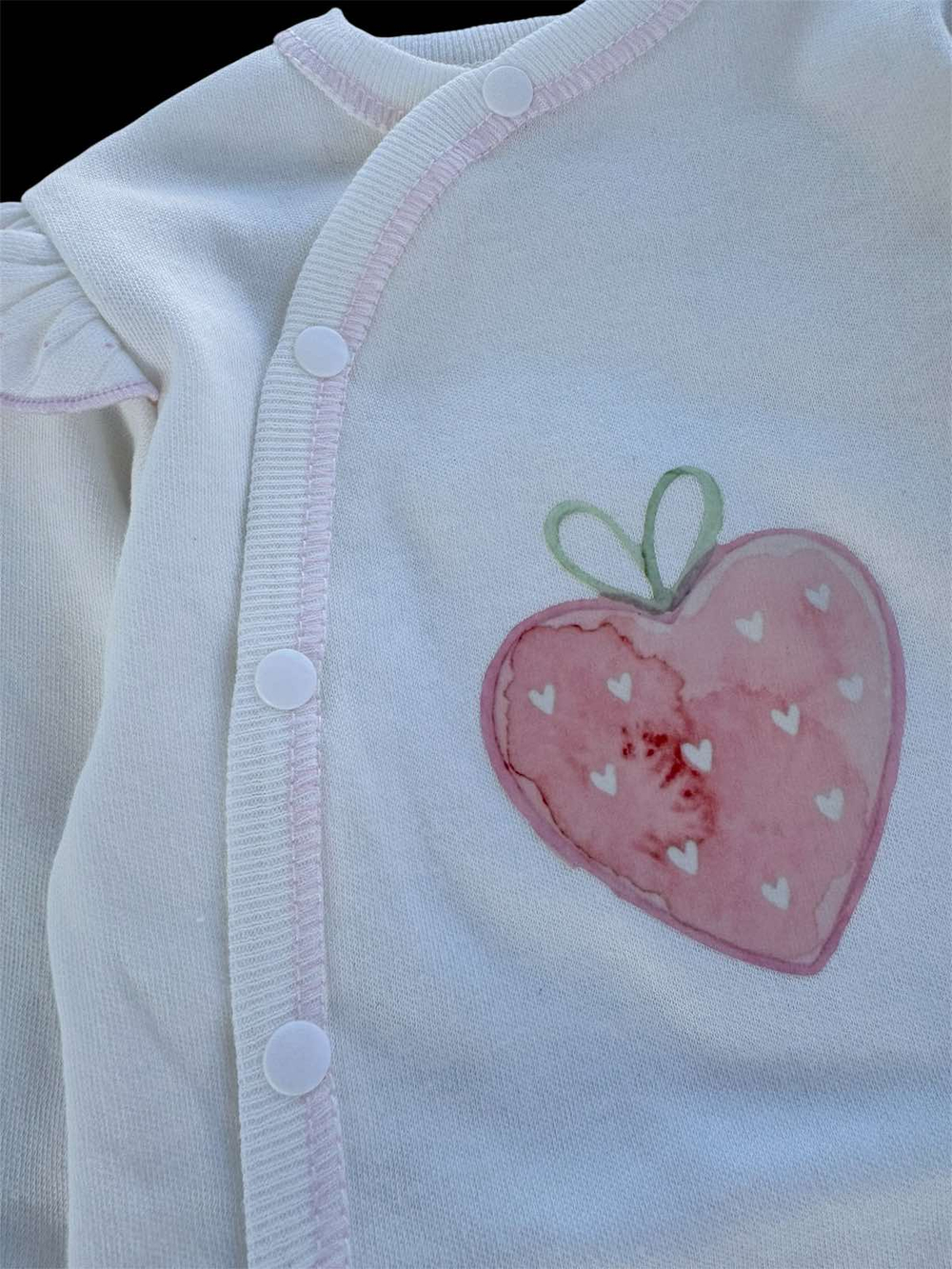 Комплект 3в1: боді з довгим рукавом, повзунки, шапочка "Полуничка", інтерлок, трикотаж рубчик ТМ "Happy ToT"