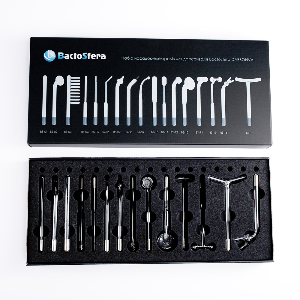 Набор электродов для дарсонвалей Darsonval (17 шт) с коробкой-пьедесталом
