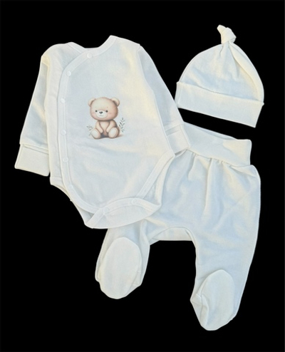 Комплект 3в1: боді з довгим рукавом, повзунки, шапочка "Принт", футер, ТМ “Happy ToT”