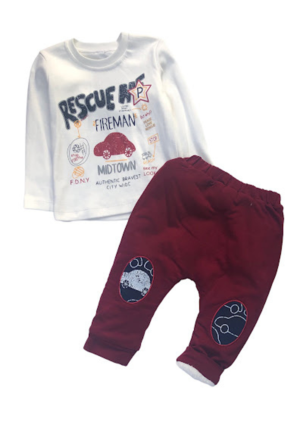 Костюм 2в1: штани та реглан "Rescue", бавовна, махра "Necix's" (74 см)