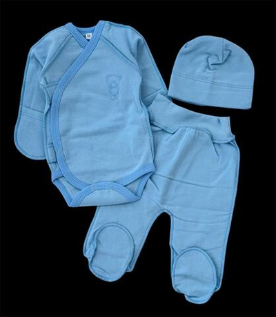 Комплект 3в1: боді з довгим рукавом, шапочка, повзуни "Ведмедик", футер ТМ “UA” (56 см)