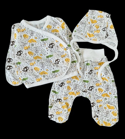 Комплект 3 в 1: льоля, повзунки, шапочка "Принт", кулір ТМ "Sweet Mario" (56 см)