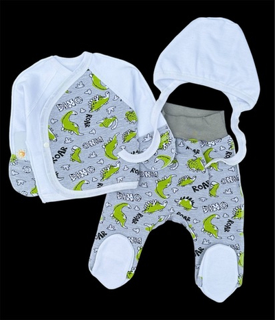Комплект 3в1: льоля, повзунки, шапочка "Dino", футер ТМ “Happy ТОТ” (56 см)