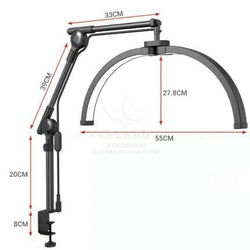 Настольная бестеневая лампа F-550B с креплением на струбцине, 32 Вт, черная