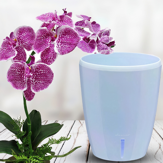 Горшок-орхидейница для цветов с автополивом "ORHIDEA TWIN" 20х16,7см голубой