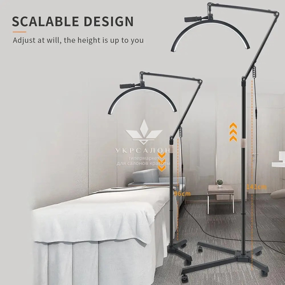 Безтіньова Led лампа для бьюті майстра універсальна HD-M40X 36W на колесах