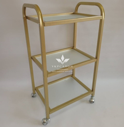 Косметологическая тележка S4-gold стекло сатин