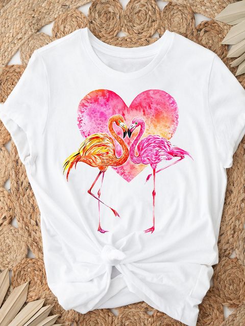 Футболка женская белая Flamingo love Love&Live фото 1