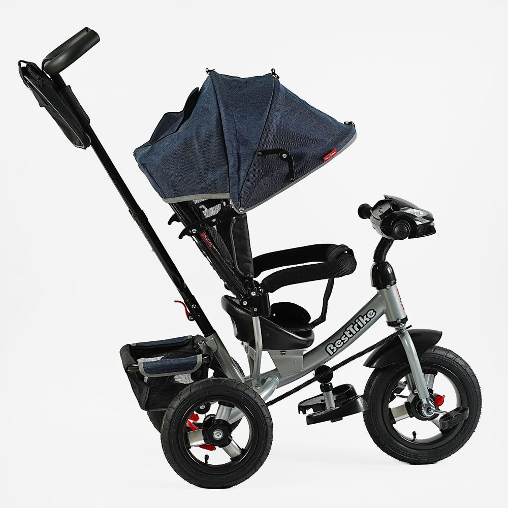 Дитячий триколісний велосипед Best Trike 3390 надувні/фара, з USB, пультом, батьківською ручкою