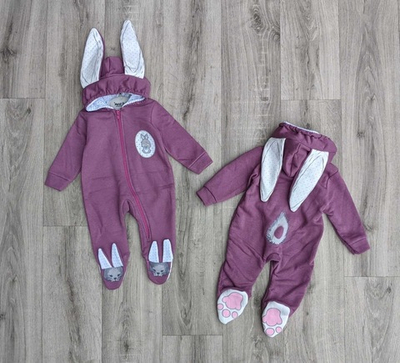 Ромпер з капюшоном «Зайченятко», трьохнитка з начосом ТМ "Murat Baby" (56 см бірка 6м)