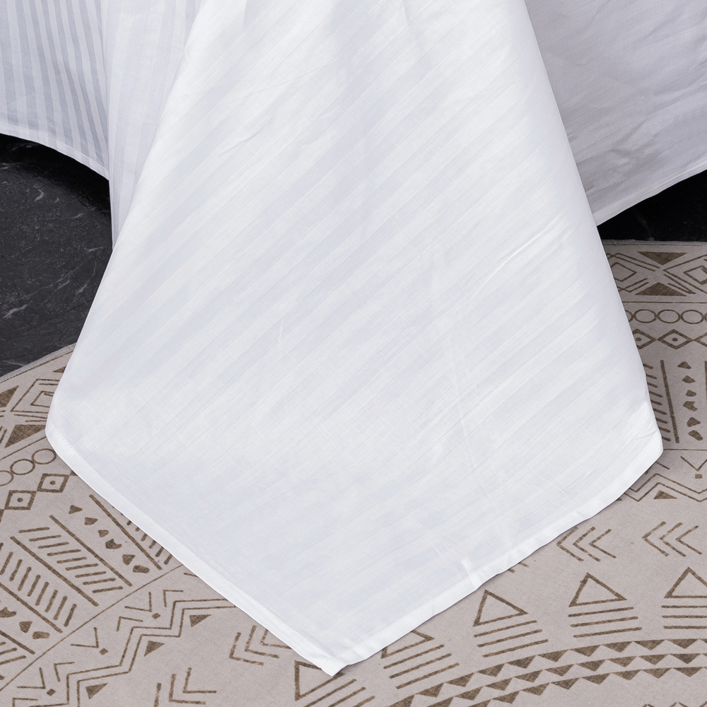 Простыня Страйп Сатин Однотонный Отель белый 100% хлопок 1x1 R1CTH036220230
