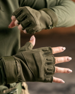 Рукавички тактичні без пальців хакі (арт. 9062200201)