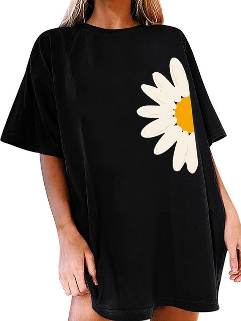 Сукня-футболка чорна з подовженим рукавом Half a chamomile Love&Live