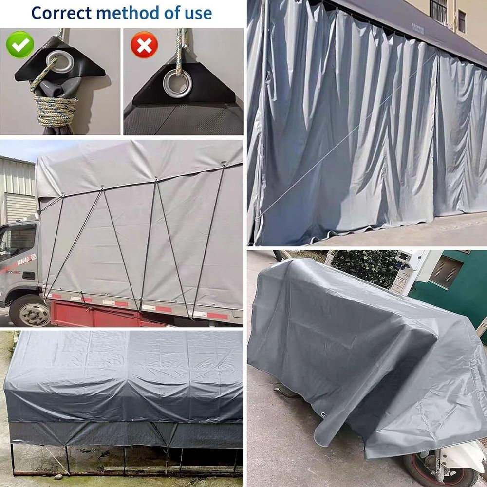 Тент 5х6 от дождя и снега 200г./м2 (серый) тарпаулиновый. Усиленные края.