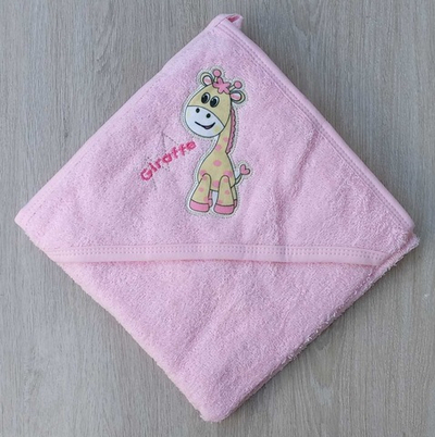 Рушник з капюшоном "Жирафеня" 75x80 см, махра ТМ "Ramel"
