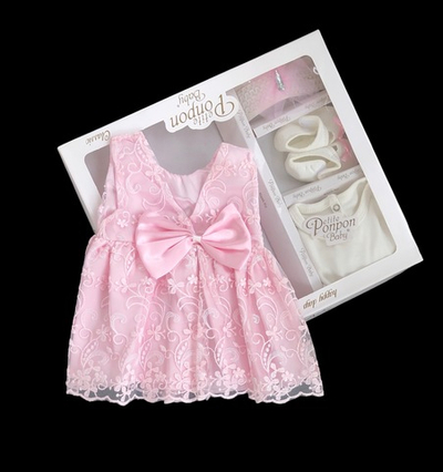 Комплект 4в1: сукня, боді, пов'язка, пінетки "Чарівна леді", бавовна ТМ "Ponpon"