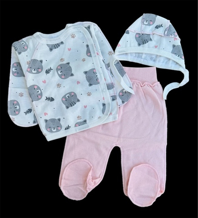 Комплект 3в1: сорочечка, повзунки, шапочка "Кошеня", футер ТМ "UA" (56 см)