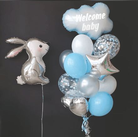 Шарики на выписку из роддома Зайчик