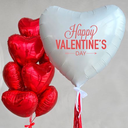 Гелиевые шарики сердечки HAPPY VALENTINE'S