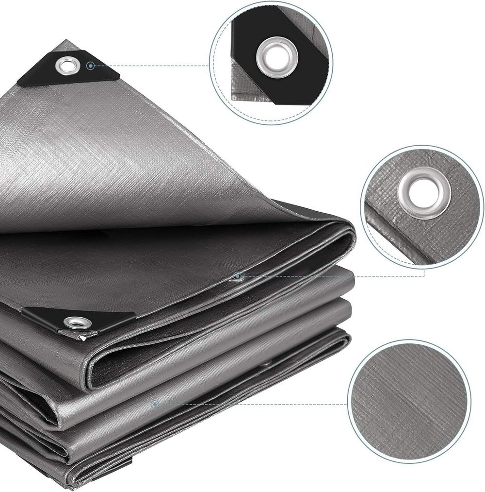 Тент 4х4 от дождя и снега, затеняющий 150г./м2 (серый) тарпаулиновый. Усиленные края.