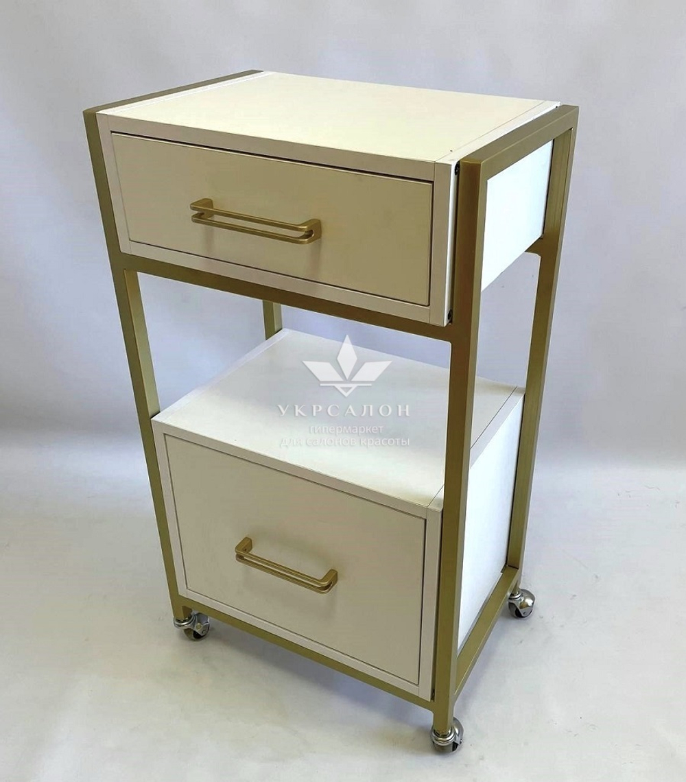 Візок із двома ящиками ЛДСП із золотим каркасом