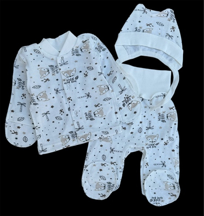 Комплект 3в1: кофта, повзунки, шапочка "Малятко", футер ТМ “Пташка”