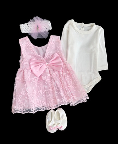 Комплект 4в1: сукня, боді, пов'язка, пінетки "Чарівна леді", бавовна ТМ "Ponpon"