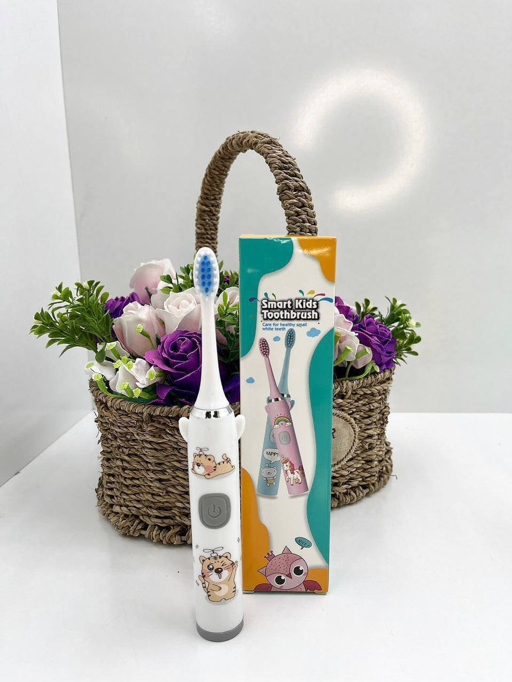 Электрическая детская зубная щётка (голубой)