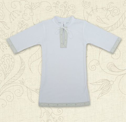 Рубашка для крещения Крістіан белый с серебром