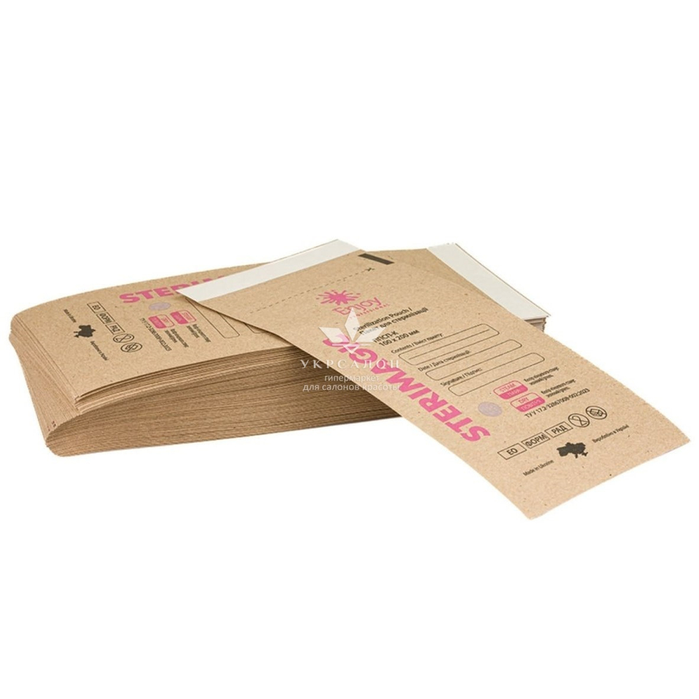 Пакети для стерилізації ППСП-К Sterimagic із бурого крафтового паперу з індикатором 4 класу 100×200 мм, 100 шт