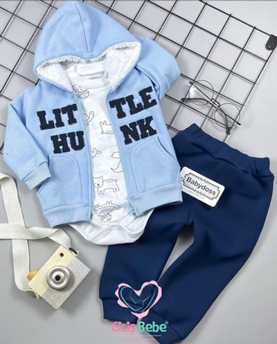 Костюм 3в1: кофта, штани, реглан "Little Hunk", трьохнитка з начосом ТМ "Necix's" (86 см)