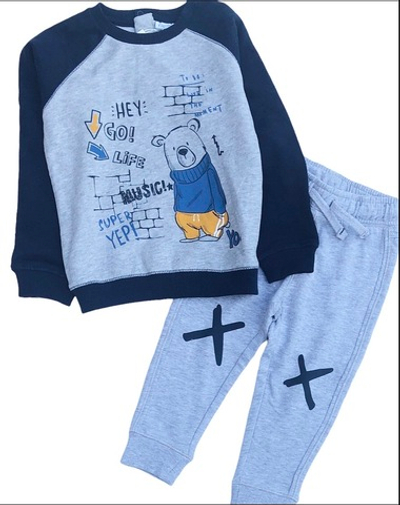 Костюм 2 в 1: світшот, штани"Super YEP", двунитка з начосом "OVS" (86 см)